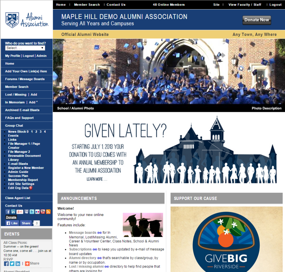 screenshot of Alumni Channel